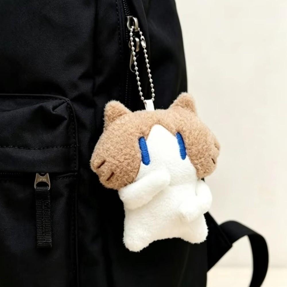 Mini Size Cat Plush Doll Keyring Exquisite Design Kitten Plush Keychain Living Room Decor