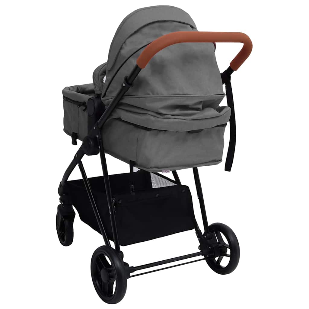 2 in 1 Stroller in Light Grey and Black Steel Frame