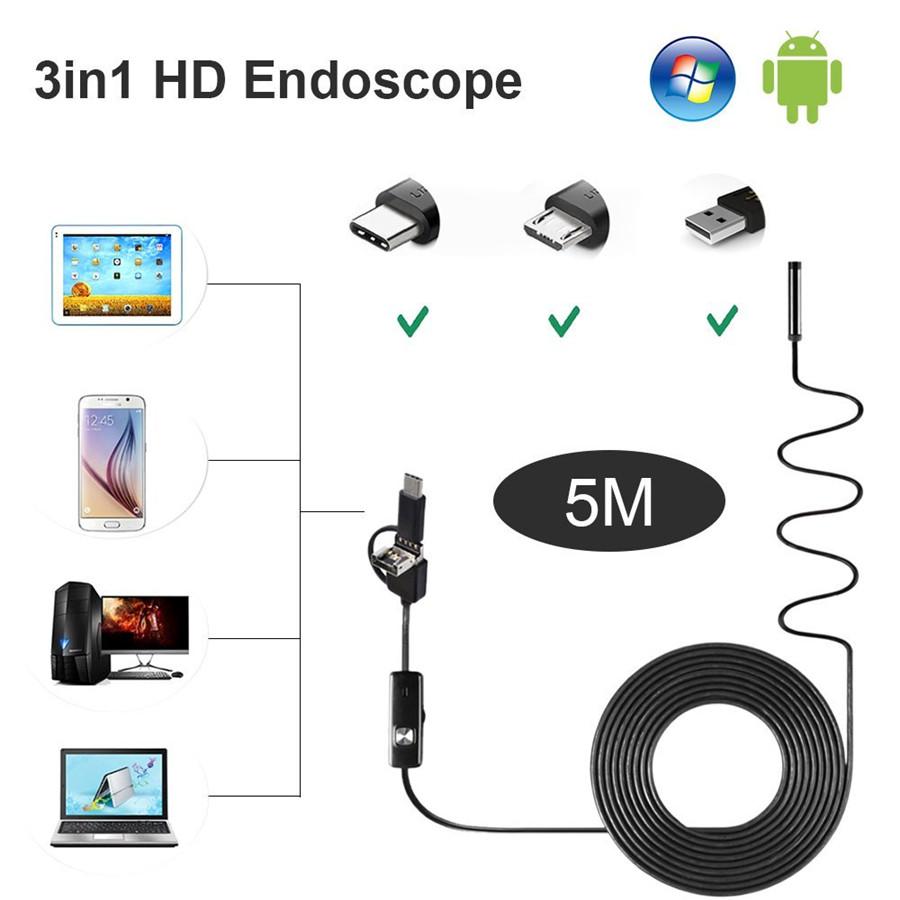 2M 8Mm 8 Adjustable Led Usb Endoscope Inspection Camera Semi-Rigid Type 1200P Hd Borescope 3In1 Waterproof Ip68