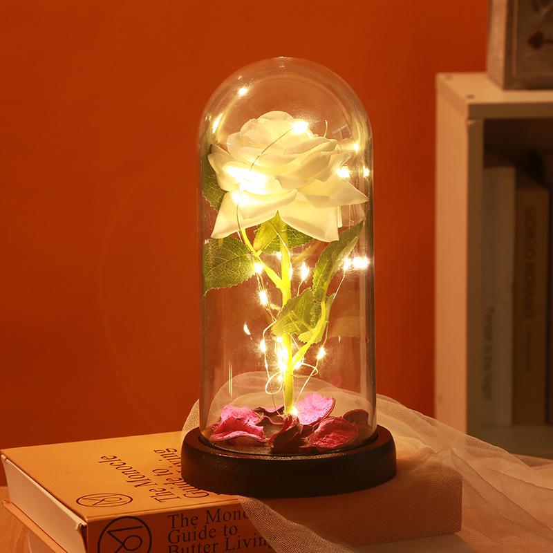 New eternal flower acrylic cover rose gift flower led night light decorative ornament spot