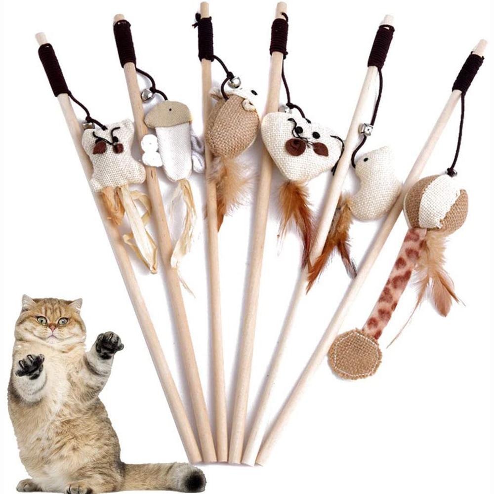 Kitten Feather Scratching Mouse With Mini Bell Tease Cat Rod Cat Toy Pet Supplies Interactive Stick