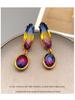 French Retro Gradient Crystal Earrings: Elegant High-End Dangle Jewelry for Women