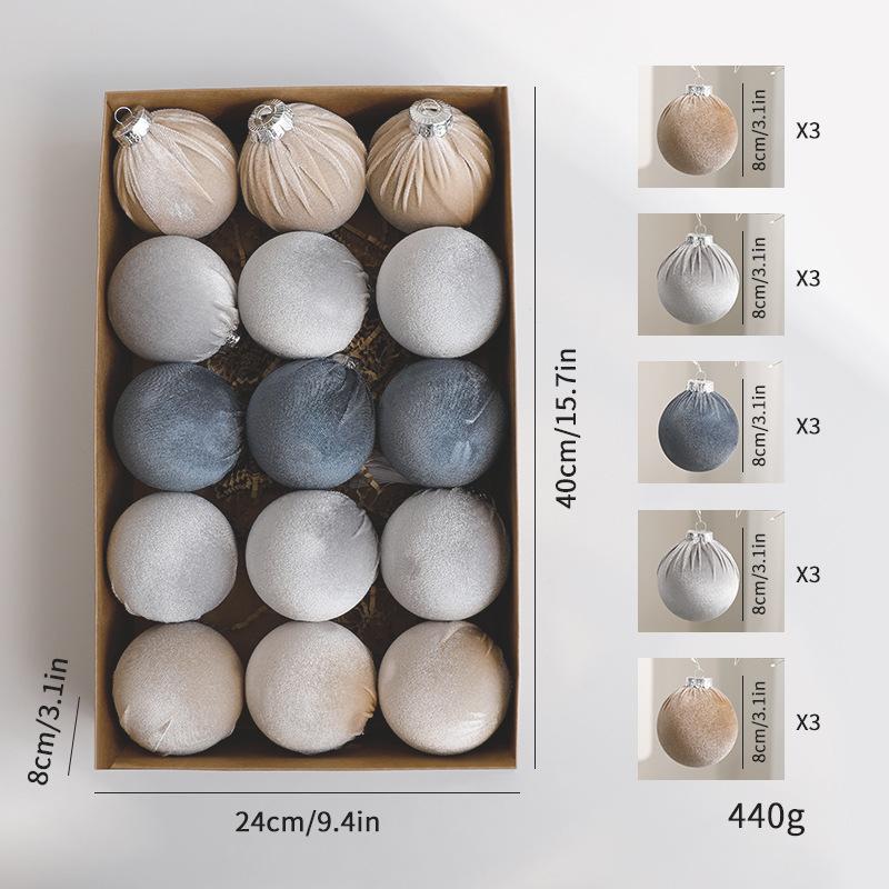 8cm/15PCS, Cloth Ball, Christmas Ball, Decorative Ornaments, Christmas Decoration Hanging Ornaments, Party Decoration Props, Reusable