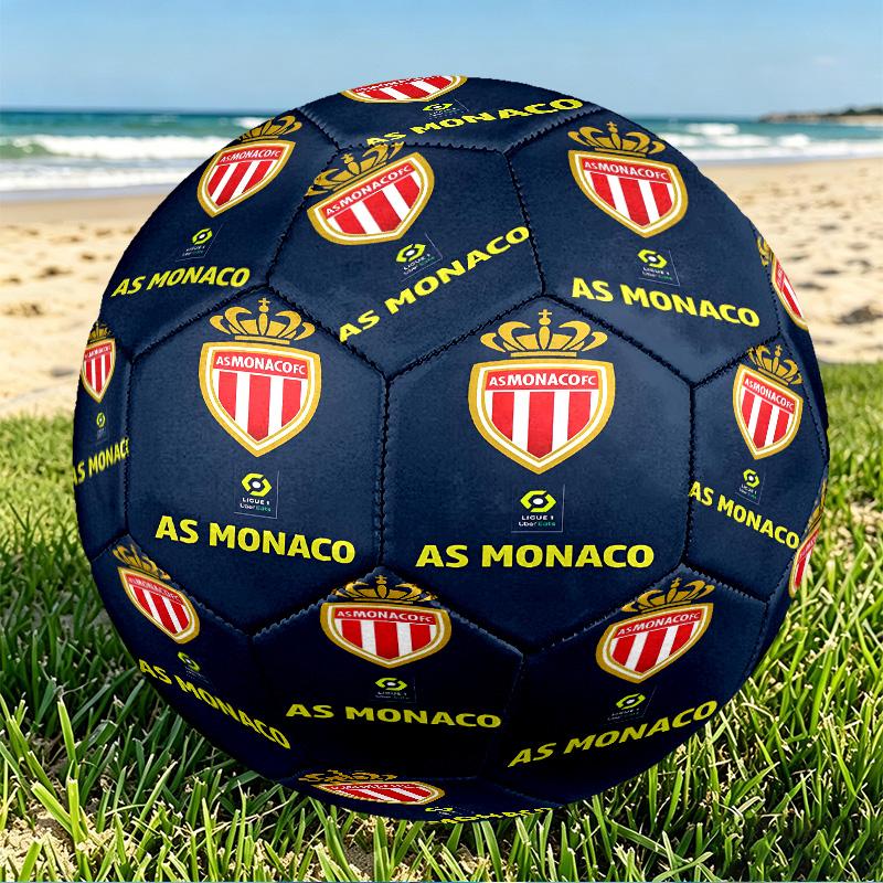 AS Monaco Print Size 5 Soccer Ball, PU Wear Resistant Football for Match Training and Daily Practice, Birthday Gift for Soccer Fans