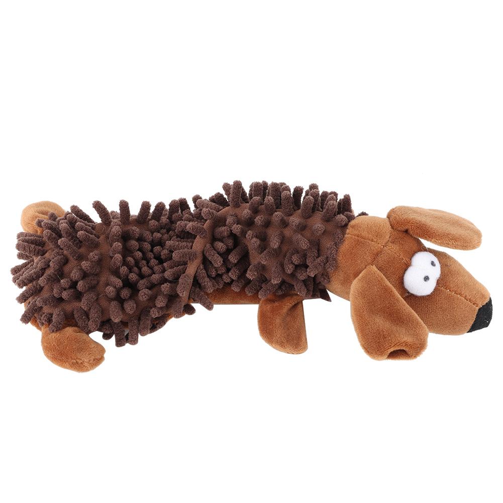 Pet Cat Small Dog Plush Toy Cute Animal Shape with Sound Device for Molar Teeth Playing Bitingbrown Dog