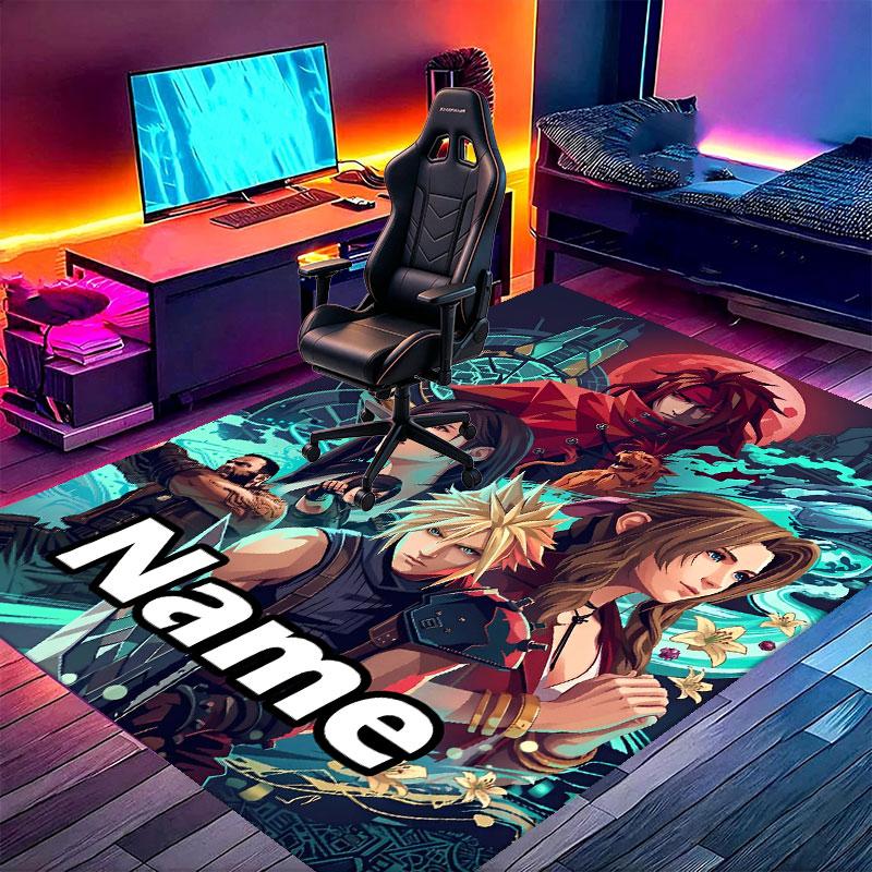 Custom Name Personalized Final Fantasy Print Carpet, Versatile Home Decor Rug, for Playroom, Apartment, Balcony, Entryway, Hallway Gift