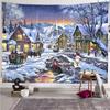 Christmas New Year Santa Snow Scene Tapestry Wall Hanging Gift Elk Bohemian Style Bed Curtain Dormitory Home Decor