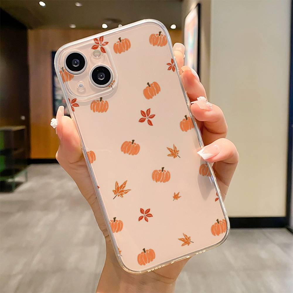 Осенние Листья Тыква Чехол для Телефона Для iPhone 17 16e 16 15 14 13 12 11mini Pro Max X XR XSMAX 8 7 Air Plus Мягкий Чехол