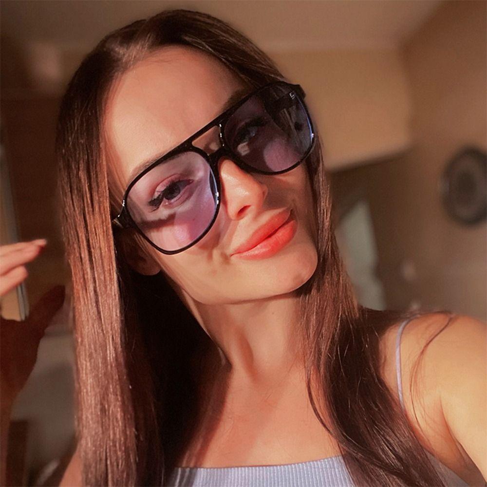 Ретро Авиаторы Оверсайз с Двойной Переносицей Защита UV400 Классические Солнцезащитные Очки 70-х Желтые Очки для Вождения для Женщин и Мужчин