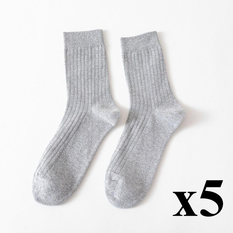 5 Pairs Men's Solid Color Striped Socks Spring Autumn Winter Socks Casual Socks Business Socks Wholesale