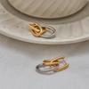 Youthway Metal Geometric U-Shape Huggie Earrings Stainless Steel Jewelry Two Color Hollow Hoop Stud Earring