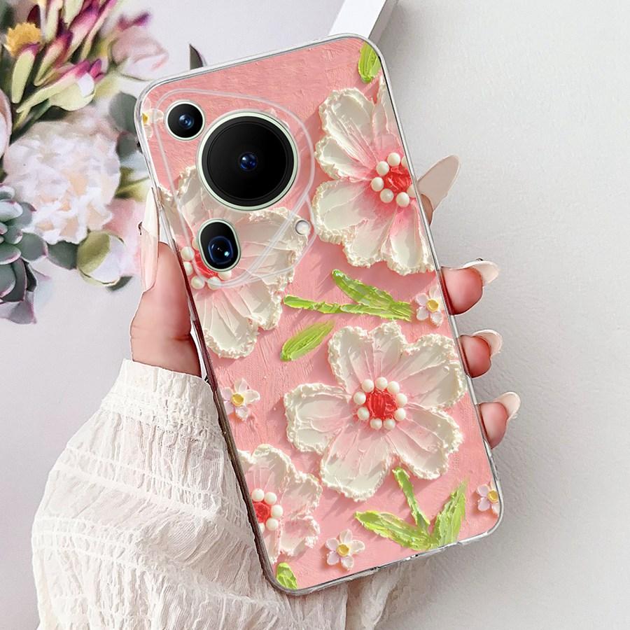 For Huawei Pura 70 Ultra Case Cute Cat Flower Soft Silicone Funda for Huawei Pura70 Pura 70 Pro+ Shockproof Cover Capa