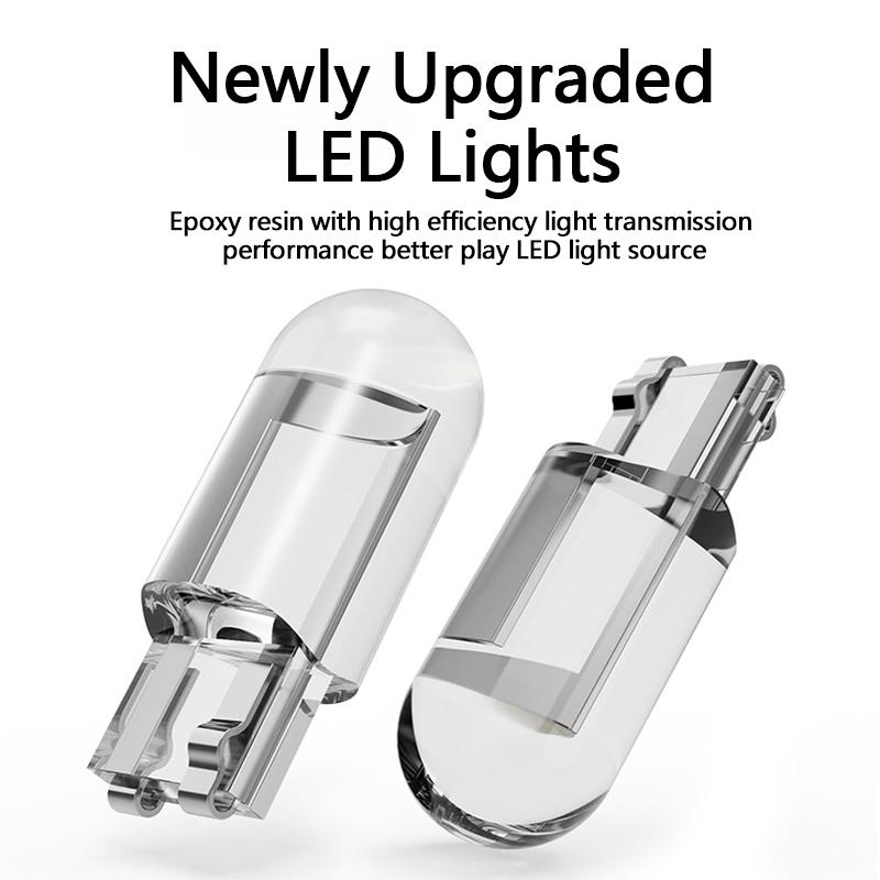 Автомобильный светодиодный фонарь T10 W5W Canbus Glass, автомобильный фонарь COB, прозрачный, 6000K, плафон для чтения, габаритный фонарь, клиновидная лампа для номерного знака, 168 194 192, постоянный ток 12 В