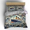 "Vintage Nautical Ship Artwork Set" Bedding Set with 1 Duvet Cover 2 Pillowcases Single Double King Queen, Gift
