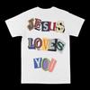 White Jesus Loves You Scrapbook Y2K Street Trendy Brand T-and Kids Tshirt Cotton Graphic Tee Men Women Summer Streetwear
