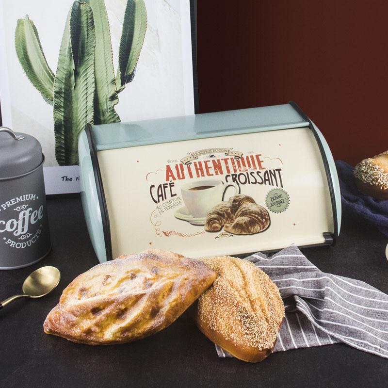 Хлебница в скандинавском стиле с крышкой-роллом, ящик для хранения продуктов, металлический держатель для хлеба, контейнер для выпечки, кухонный органайзер для хранения дома