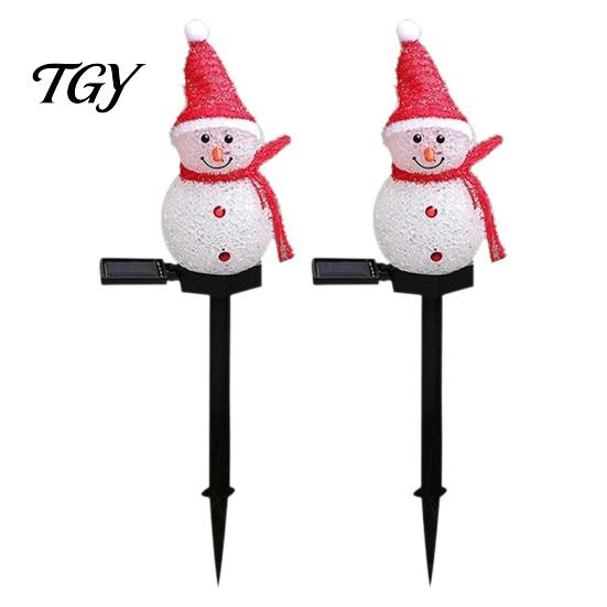 Durable Lawn Stakes for Winter 2Pcs Solar Snowman Garden Lights, Christmas Pathway Waterproof Decorative Figures LED Lamps with Yard Patio