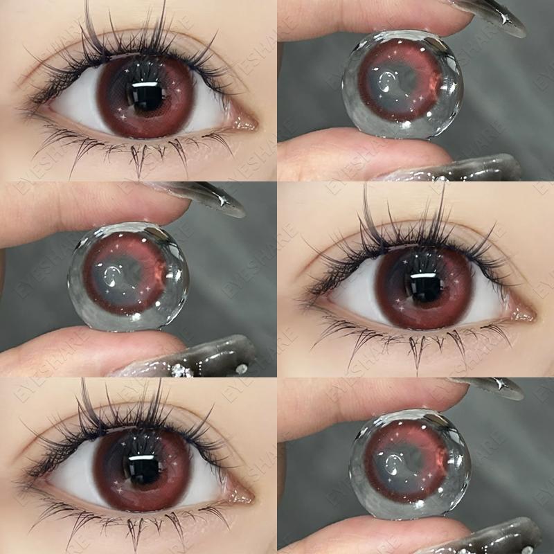 Eyeshare Various Styles of Colored Contact Lenses, Sweet and Cute Pink Contact Lenses, Gentle and Smart Blue and Gray Lenses, 2 Pieces/Pair Per Year