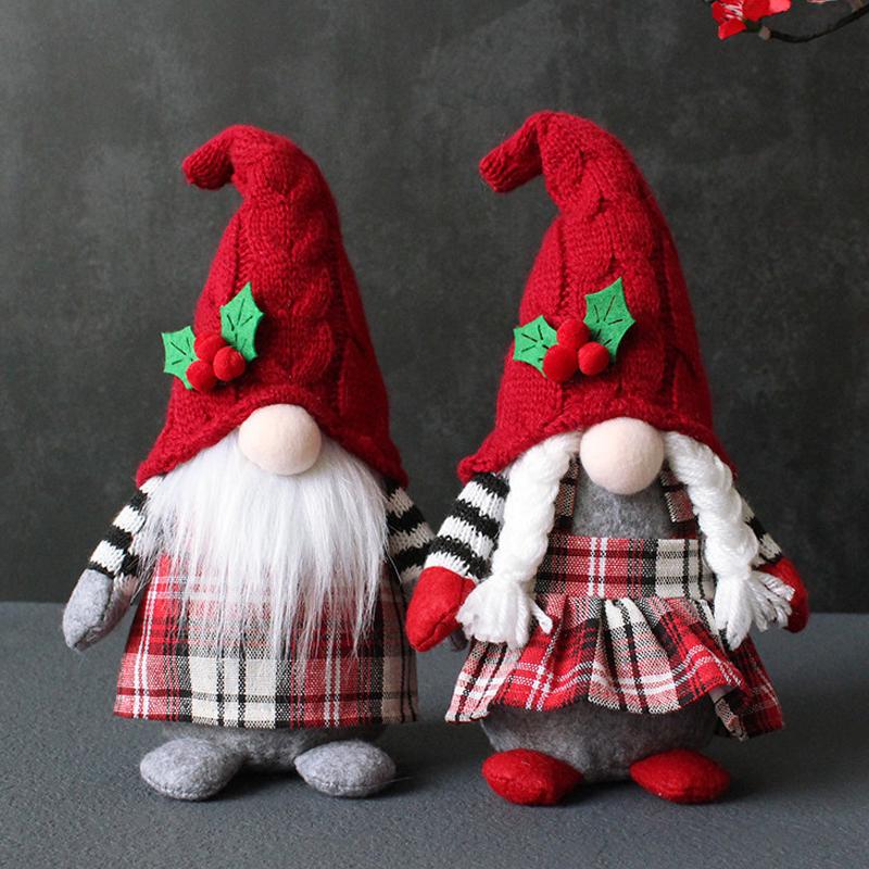 34 Styles Knitted Fabric Swedish Tomte Dwarf Rudolph Gnomes Dwarf Santa Claus Faceless Plush Doll