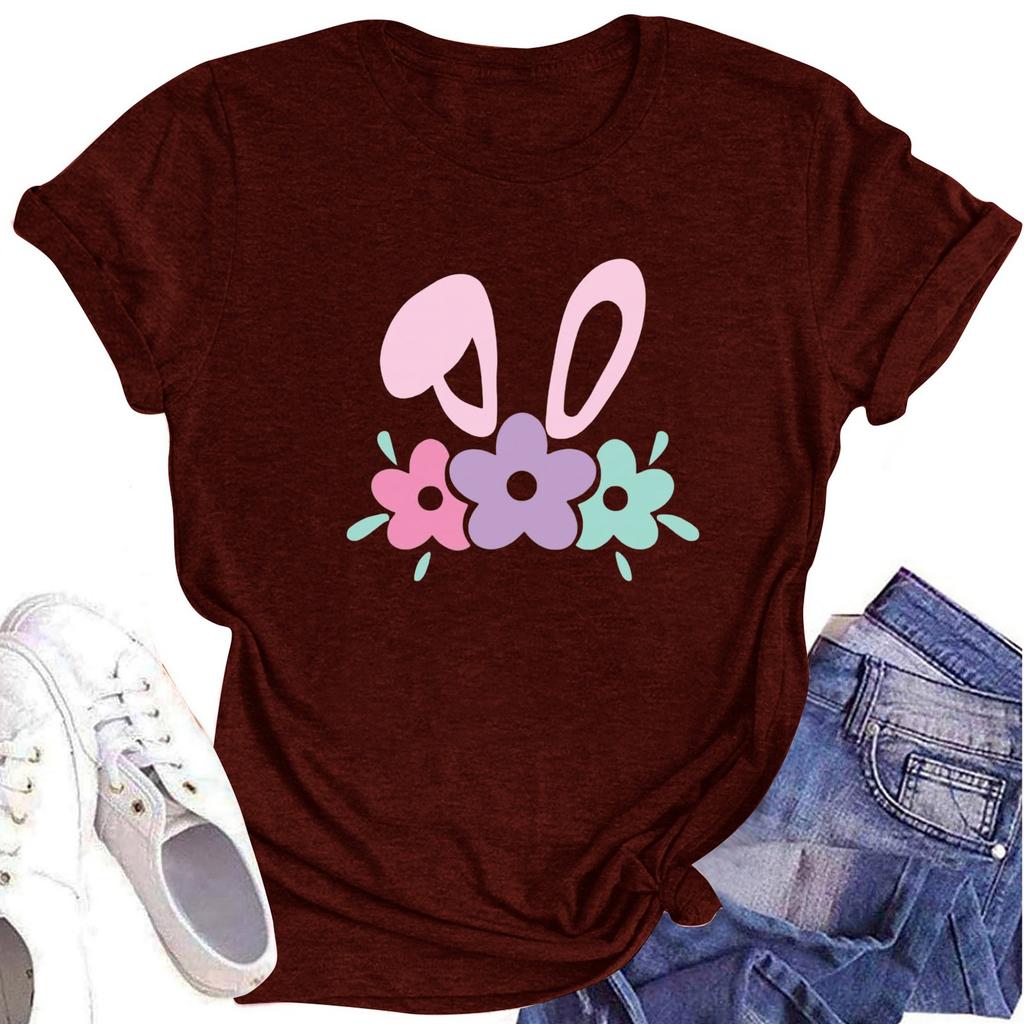 Women's Printed Round Neck Short-sleeved T-shirt Top