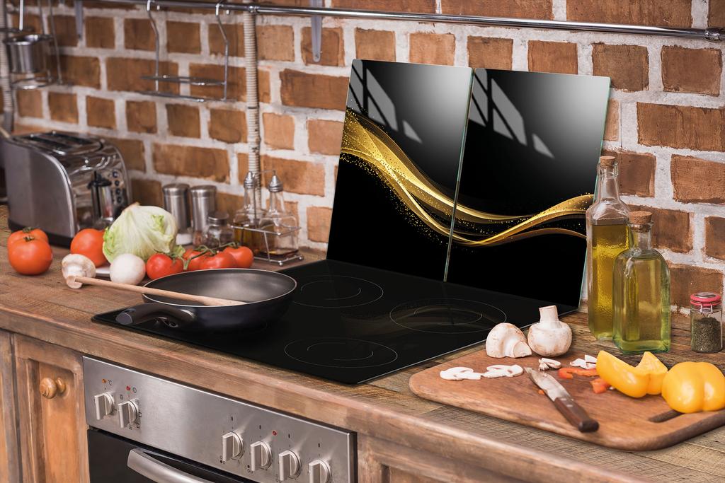СТЕКЛЯННАЯ ЗАЩИТНАЯ ПАНЕЛЬ ДЛЯ КУХНИ 2x35x52 ЧЕРНАЯ