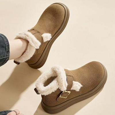 Модные женские плюшевые туфли с круглым носком, зимние ботинки на платформе Y2k, удобные и элегантные ботильоны, дизайнерские, роскошные, шикарные, теплые женские зимние ботинки