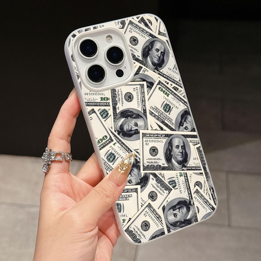 USD Доллар Желе Двойной слой Белый Чехол для Мобильного Телефона для iPhone 17 16 15 14 13 12 11 Air Pro Max Plus Защитный
