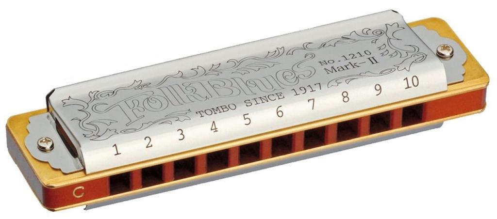 TOMBO 10 Holes Harmonica A Key Folk Blues Mark II 1210