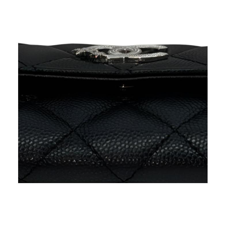Chanel 25B Стеганый Классический Кожаный Держатель для Карт с Логотипом Женские Аксессуары Черный AP3729-B21489-94305