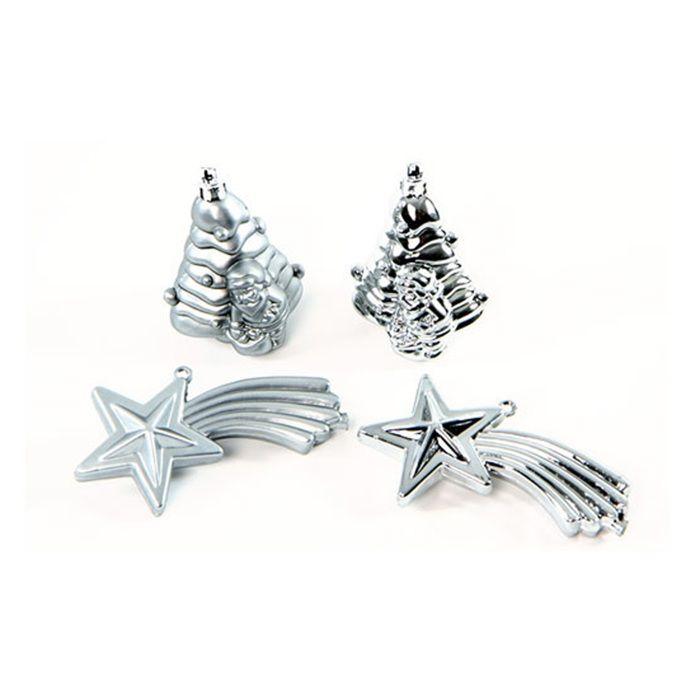 4 boules de sapin de noel et etoile blanc