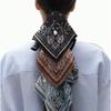 1pc Fashion Retro Cashew Flower Print Square Scarf Type Large Intestine Hair Ring, Retrdenim Blue Street Sense Niche Hair Tie