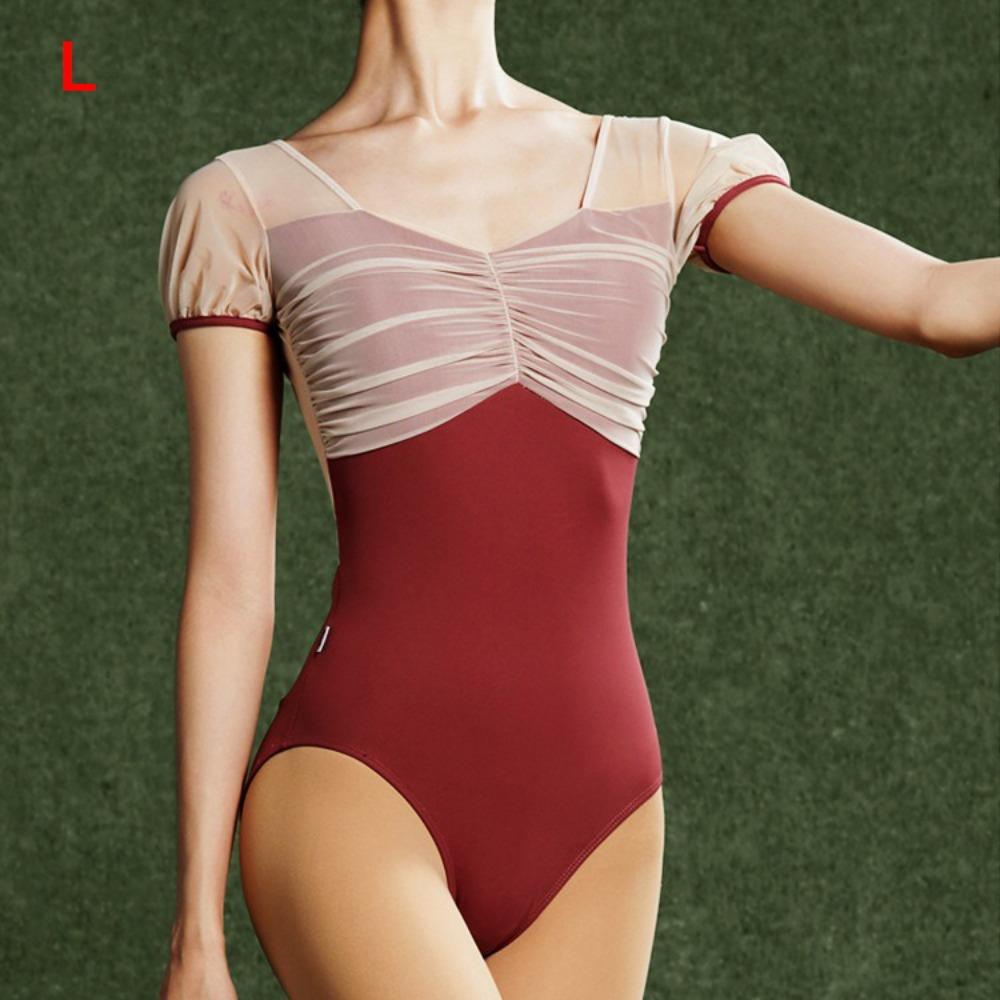 Mesh Dance Costume Short Sleeve Gymnastic Clothes Girls Ballet Dress Ballet Practice
