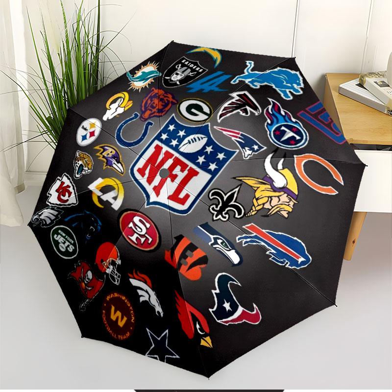 NFL Print Automatic Open Close Umbrella, Portable Foldable Umbrella, for Outdoor Commute Camping Trip, Ideal Birthday Gift