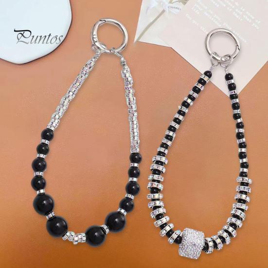 Mobile Phone Wrist Strap Beaded Faux Pearl Charm Anti-Theft Phone Lanyard Fashionable Hands-Free Bracelet Rhinestone Phone Strap