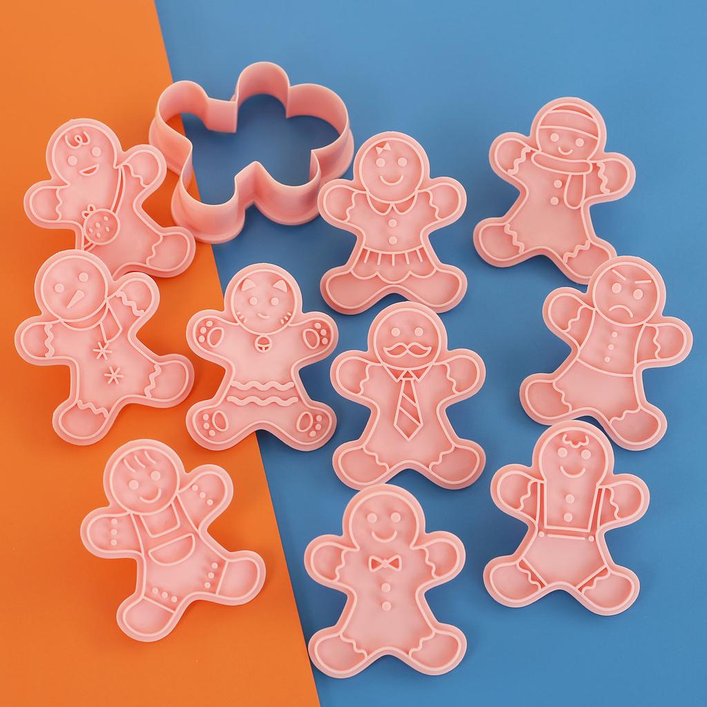 8Pcs Round Christmas Snowflake Cookie Cutter 10Pcs Gingerbread Man Cookie Cutter Perfect for Holiday and Christmas Baking 1