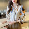 Spring Style Chiffon Shirt Women's Long Sleeved Printed Color Shirt Niche Chiffon Shirt
