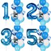 12pcs Boy Birthday Balloons with 32inch Blue Number Baloon Birthday Party Decoration Kids Anniversaires 1/2/3/5/6/8/9 Years Old