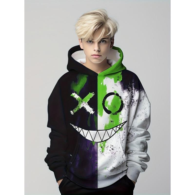 Забавные толстовки с 3D принтом улыбающегося принта, пуловер для мальчиков, толстовки с длинными рукавами, свитшот для мальчиков, весенне-осенняя детская толстовка с капюшоном, топ на открытом воздухе