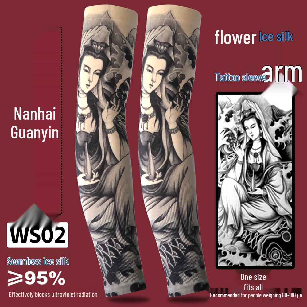 Рукава из ледяного шелка для защиты от солнца с татуировкой для мужчин и женщин - Летние для вождения, езды на велосипеде, с цветочным дизайном