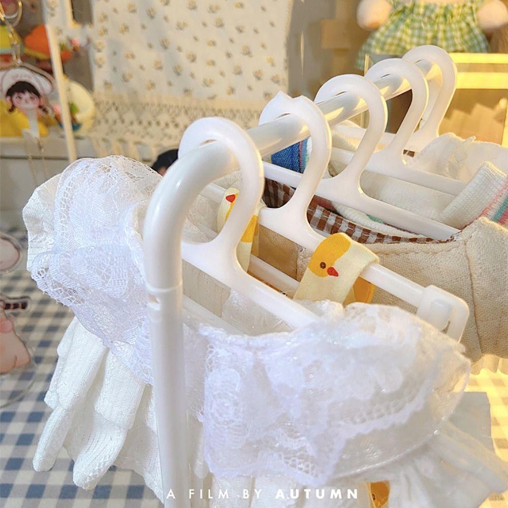 White Doll Clothes Rack Plastic Dollhouse Furniture Creative Miniature Doll Hangers 1/6 1/12 Doll