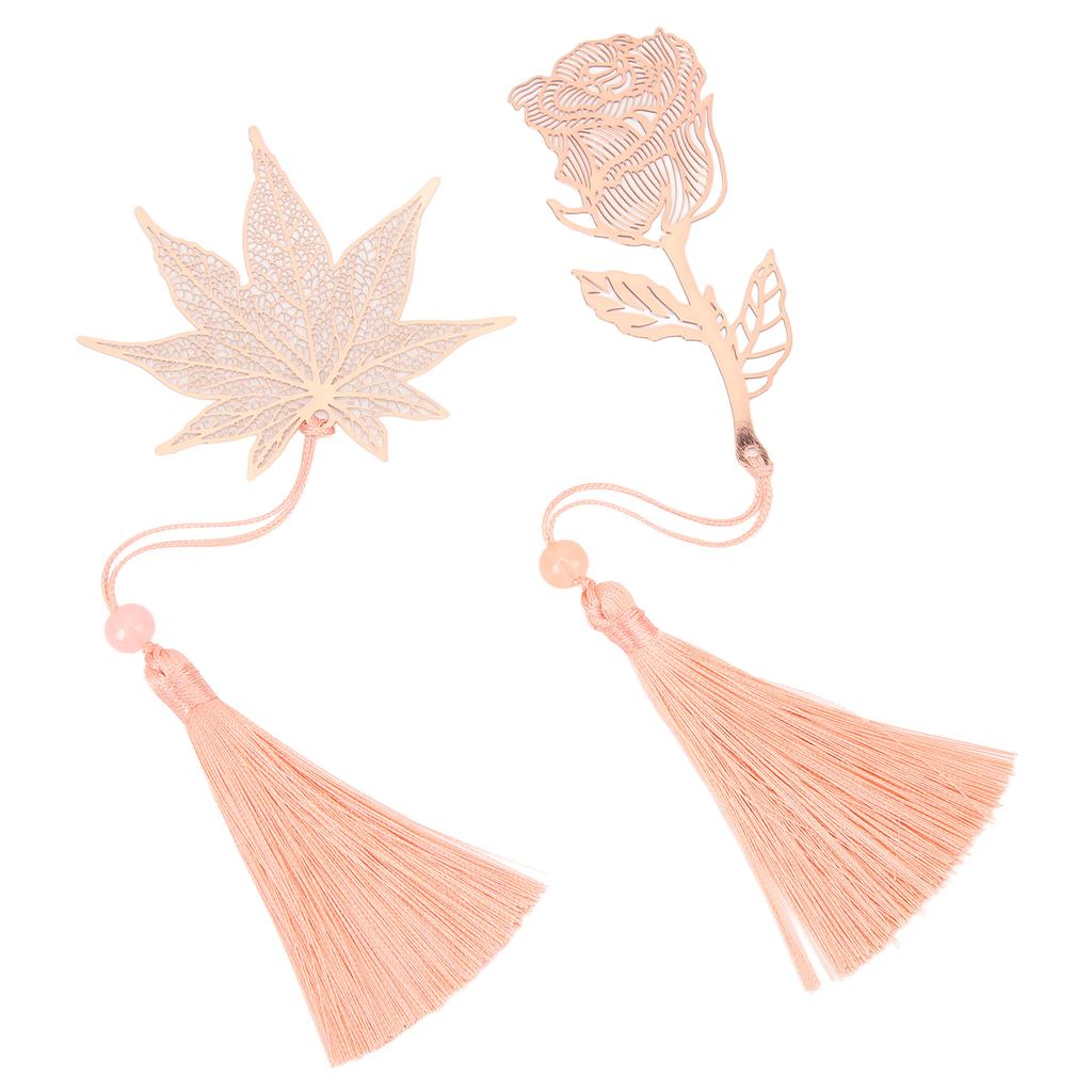 2 шт. металлические закладки из нержавеющей стали с золотым гальваническим покрытием в виде цветка и листа для книги O