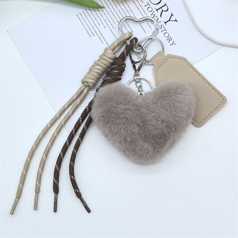 Plush Heart-Shaped Mobile Phone Lanyard, Plush Heart-Shaped Pendant, Bag Pendant, Heart-Shaped Keychain Accessory