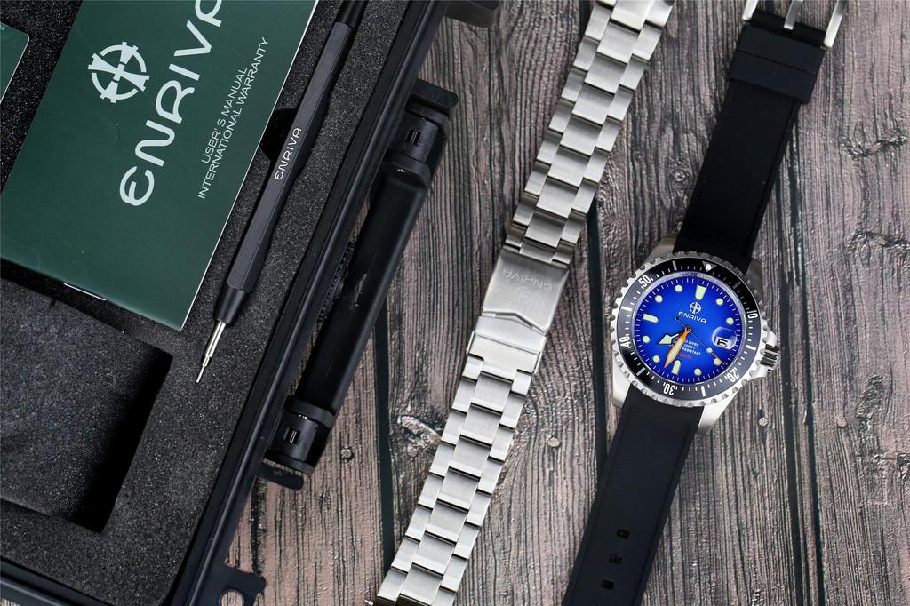 Часы ENRIVA с автоматическим дисплеем даты, водонепроницаемые, 1000 м, NH35, спортивные, для дайвинга, сапфировое стекло, для дайвинга, для мужчин