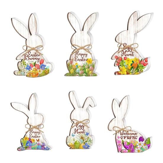 1 Набор Пасхальный Кролик Настольная Табличка Фермерский Рустикальный Декор Кролика Дом Офис Весна Пасхальный Праздник Вечеринка Центральное Украшение Стола