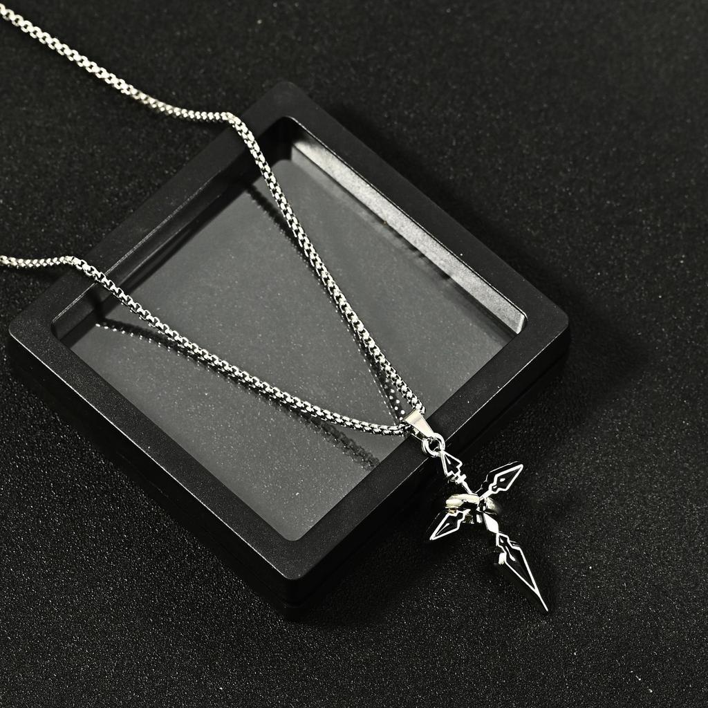 New Cross Pendant Necklace Trendy Versatile Chain Accessories Hoodie Pendant Titanium Steel Chain