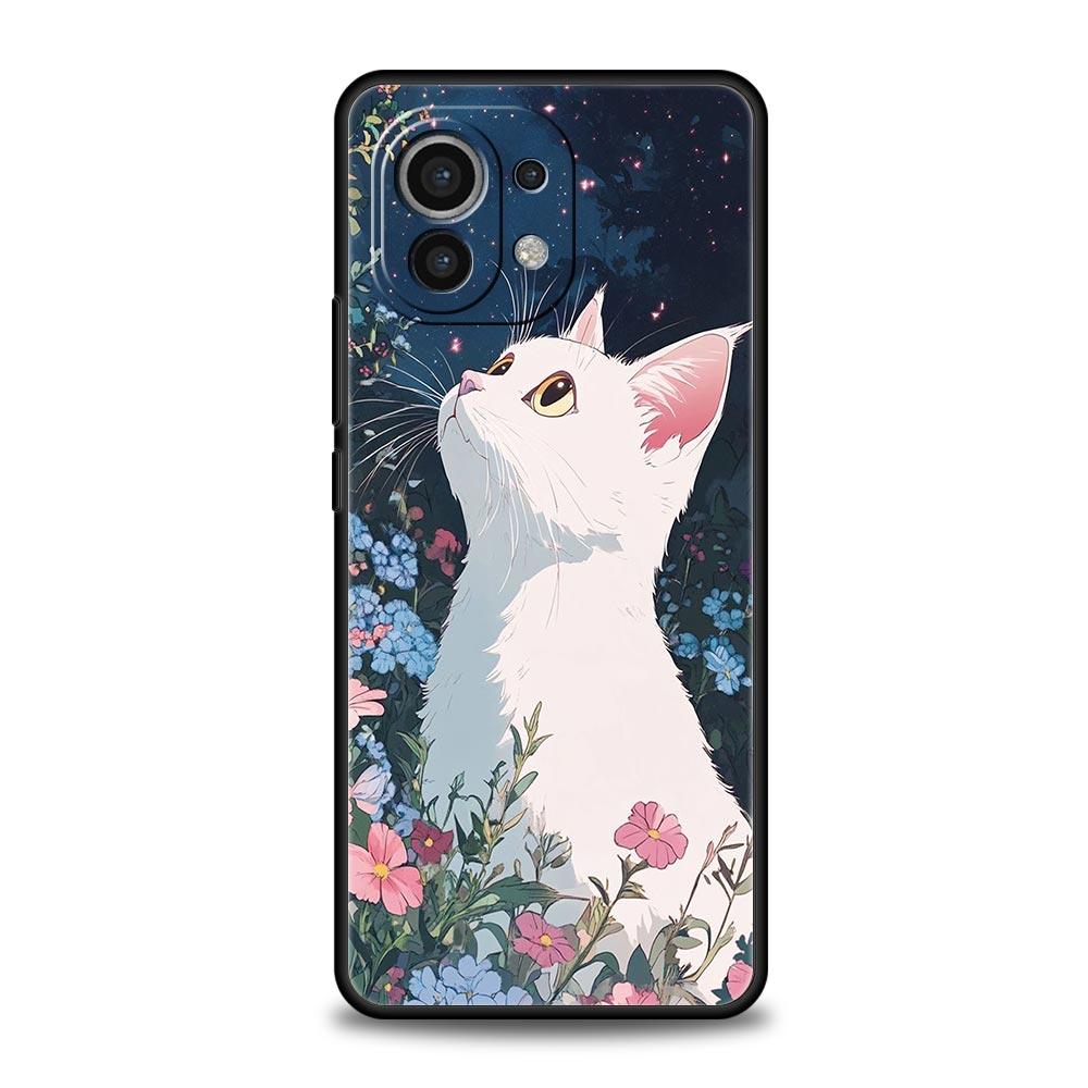Чехол для телефона Кот Ван Гог Звездная ночь Для Xiaomi Mi 15 14 13 12 11 Lite 14T 13T 12T 11T Pro Poco X7 X6 X5 X3 Pro F6 F5 F4