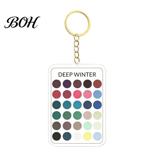 Makeup Color Guide 2Pcs Palette Keychain Pendant, Clear Acrylic Season Analysis Swatches Wardrobe Matcher Keychain, Card, Gifts for Fashion