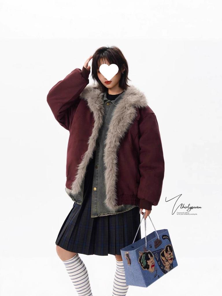 2025 Winter Men's Zuo Shan Diao Cotton Jacket: Fur Lined & Thickened with Trendy Style