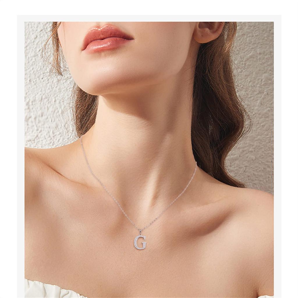 Sufair стерлингового серебра 925 пробы с кубическим цирконием, первоначальное имя, подвеска в виде буквы, ожерелье для женщин, цепочка, подарок на годовщину свадьбы, дня рождения