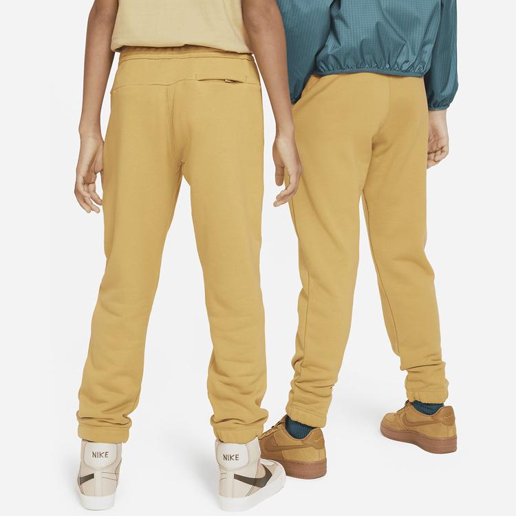 Nike Однотонные вязаные спортивные штаны с вышивкой логотипа и манжетами для детей, бежевый цвет, DX5130-725